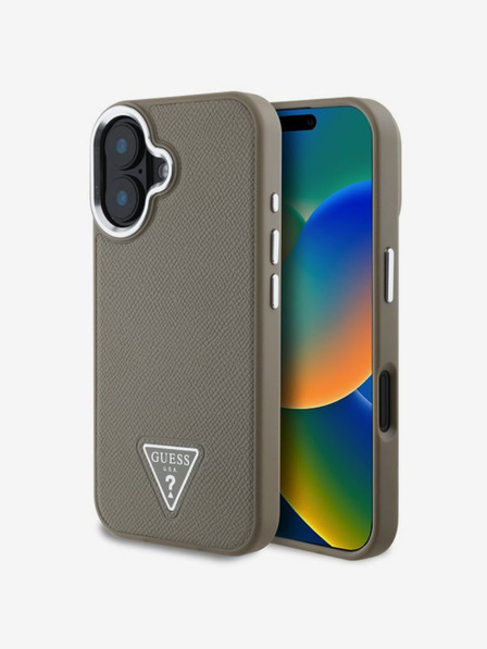 Guess Guess PU Grained Triangle Logo Zadní Kryt pro iPhone 16 Brown