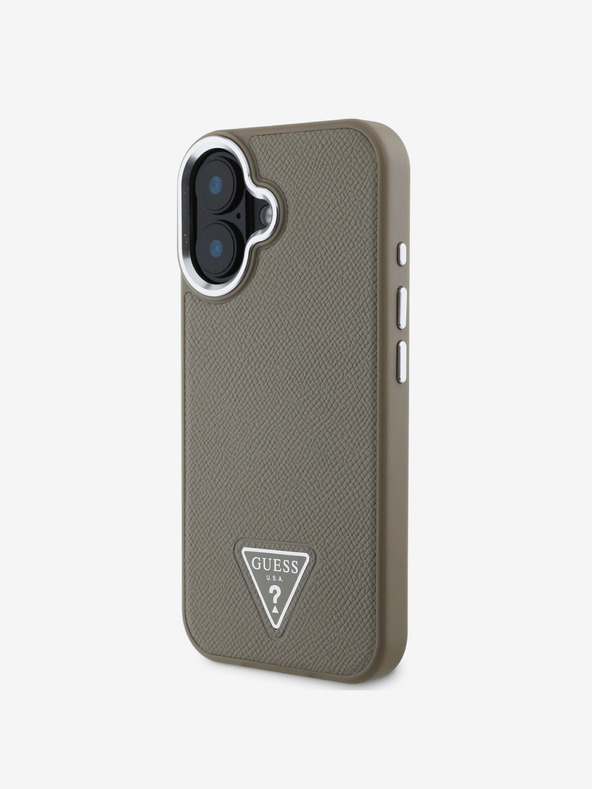 Guess Guess PU Grained Triangle Logo Zadní Kryt pro iPhone 16 Brown