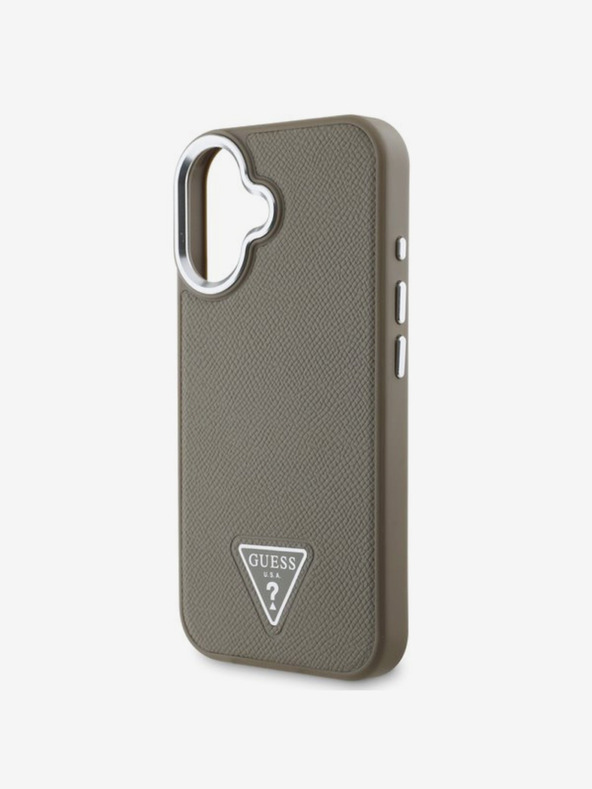 Guess Guess PU Grained Triangle Logo Zadní Kryt pro iPhone 16 Brown