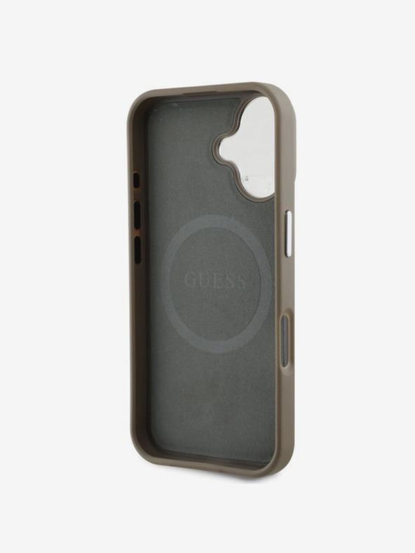 Guess Guess PU Grained Triangle Logo Zadní Kryt pro iPhone 16 Brown
