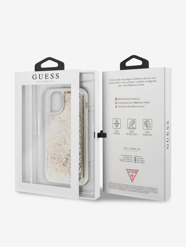 Guess Glitter Hearts Zadní Kryt pro iPhone 11 Gold Obal na telefon