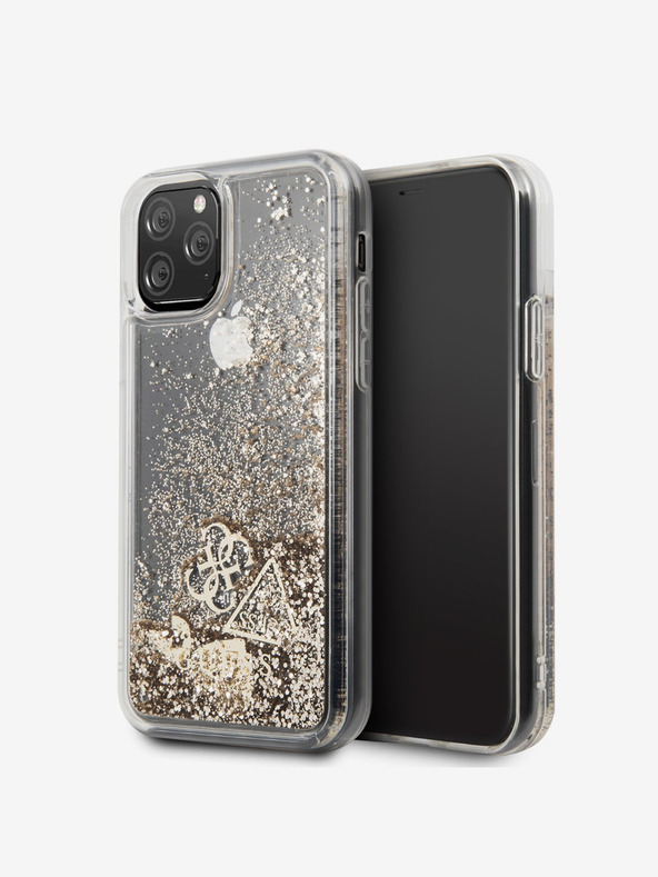 Guess Glitter Hearts Zadní Kryt pro iPhone 11 Gold Obal na telefon