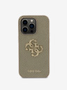 Guess Guess PU Perforated 4G Glitter Metal Logo Zadní Kryt pro iPhone 15 Pro Gold