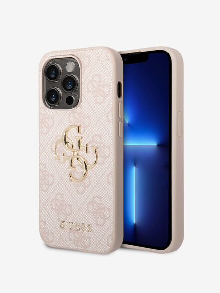 Guess Guess PU 4G Metal Logo Zadní Kryt pro iPhone 15 Pro Pink