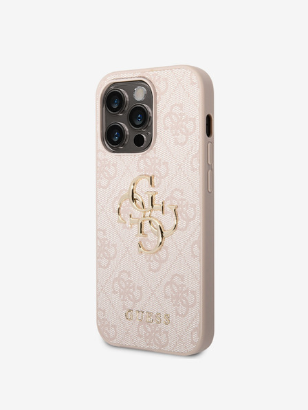 Guess Guess PU 4G Metal Logo Zadní Kryt pro iPhone 15 Pro Pink