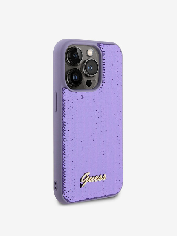 Guess Guess Sequin Script Logo Zadní Kryt pro iPhone 14 Pro Purple
