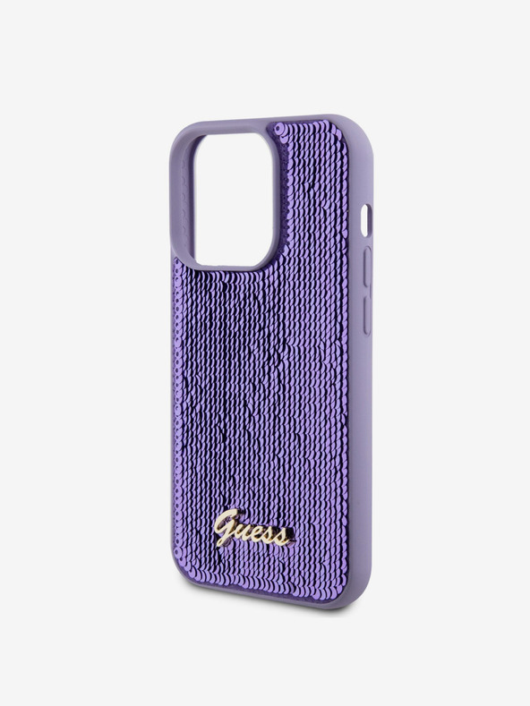 Guess Guess Sequin Script Logo Zadní Kryt pro iPhone 14 Pro Purple