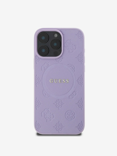 Guess Guess Saffiano Peony Stamp MagSafe Zadní Kryt pro iPhone 16 Pro Purple