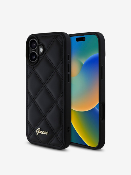 Guess Guess PU Leather Quilted Zadní Kryt pro iPhone 16 Plus Black