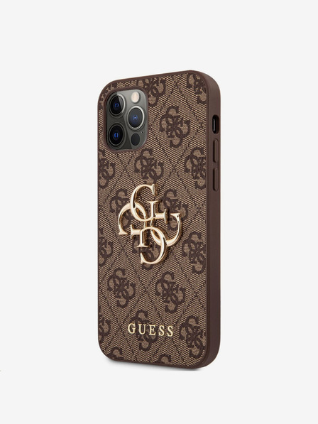 Guess Guess PU 4G Metal Logo Zadní Kryt pro iPhone 12/12 Pro Brown