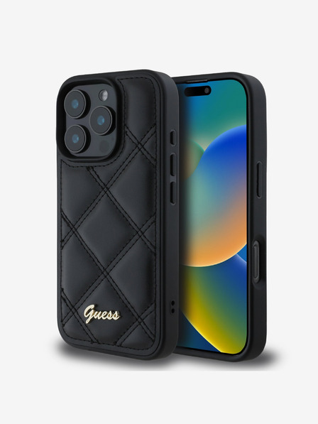 Guess Guess PU Leather Quilted Zadní Kryt pro iPhone 16 Pro Max Black