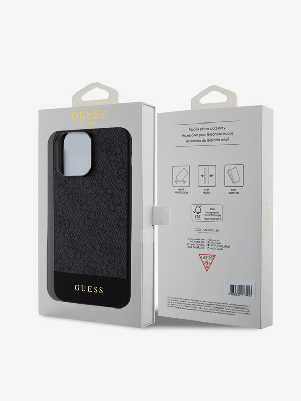 Guess Guess PU 4G Stripe MagSafe Zadní Kryt pro iPhone 15 Pro Black