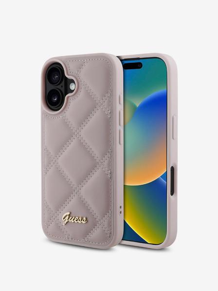 Guess Guess PU Leather Quilted Zadní Kryt pro iPhone 16 Pink