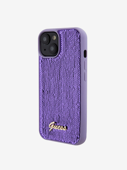 Guess Guess Sequin Script Logo Zadní Kryt pro iPhone 15 Plus Purple