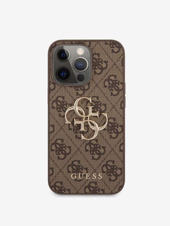 Guess Guess PU 4G Metal Logo Zadní Kryt pro iPhone 13 Pro Brown