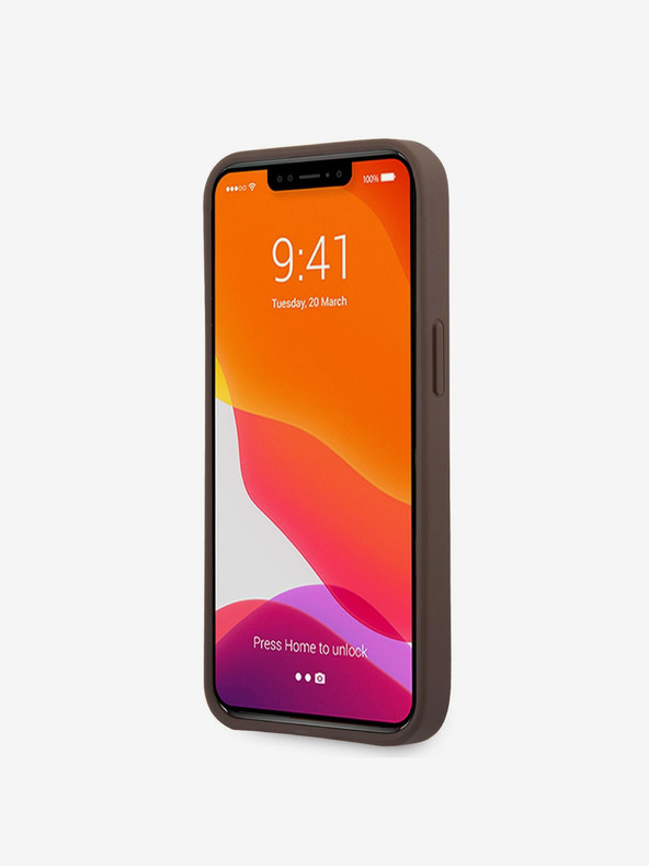 Guess Guess PU 4G Metal Logo Zadní Kryt pro iPhone 13 Pro Brown