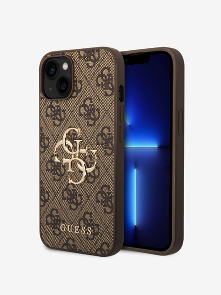 Guess Guess PU 4G Metal Logo Zadní Kryt pro iPhone 15 Brown