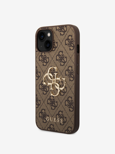 Guess Guess PU 4G Metal Logo Zadní Kryt pro iPhone 15 Brown