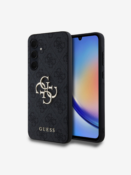 Guess Guess PU 4G Metal Logo Zadní Kryt pro Samsung Galaxy A35 5G Grey