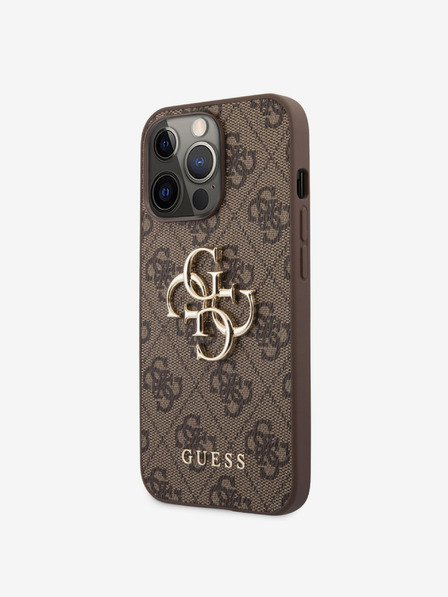 Guess Guess PU 4G Metal Logo Zadní Kryt pro iPhone 13 Pro Max Brown