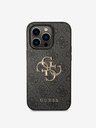 Guess Guess PU 4G Metal Logo Zadní Kryt pro iPhone 15 Pro Grey