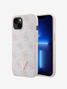 Guess Guess PU 4G Strass Triangle Metal Logo Zadní Kryt pro iPhone 15 Pink
