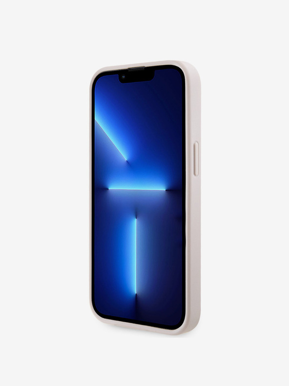 Guess Guess PU 4G Strass Triangle Metal Logo Zadní Kryt pro iPhone 15 Pink