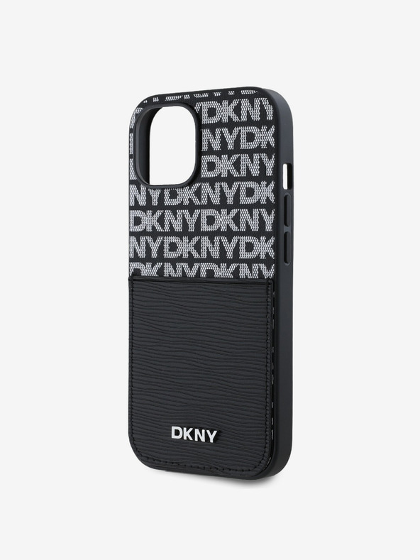 DKNY PU Leather Repeat Pattern Card Pocket Zadní Kryt pro iPhone 14 Black DKNY