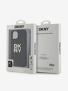 DKNY PU Leather Stack Logo Wrist Strap Zadní Kryt pro iPhone 15 Black DKNY