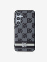 DKNY PU Leather Checkered Pattern and Stripe Zadní Kryt pro Samsung Galaxy S24 Black DKNY