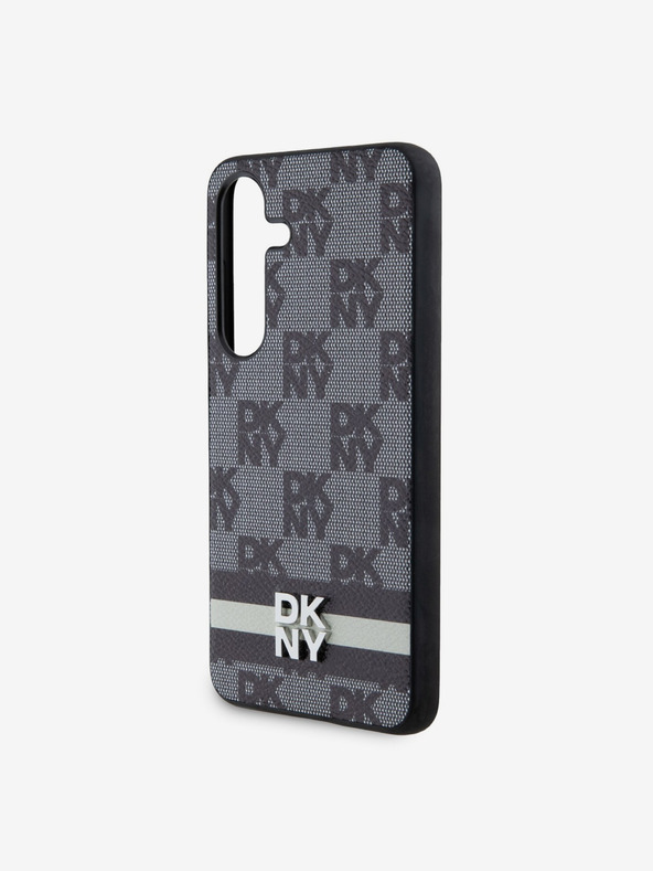 DKNY PU Leather Checkered Pattern and Stripe Zadní Kryt pro Samsung Galaxy S24 Black DKNY