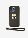 DKNY PU Leather Stack Logo Wrist Strap Zadní Kryt pro iPhone 15 Pro Max Brown DKNY