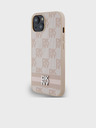DKNY PU Leather Checkered Pattern and Stripe Zadní Kryt pro iPhone 14 Pink DKNY