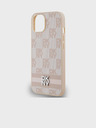 DKNY PU Leather Checkered Pattern and Stripe Zadní Kryt pro iPhone 14 Pink DKNY