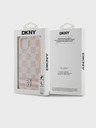 DKNY PU Leather Checkered Pattern and Stripe Zadní Kryt pro iPhone 14 Pink DKNY