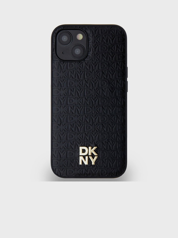 DKNY PU Leather Repeat Pattern Stack Logo Magsafe Zadní Kryt pro iPhone 15 Black DKNY