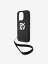 DKNY PU Leather Stack Logo Wrist Strap Zadní Kryt pro iPhone 15 Pro Black DKNY