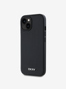 DKNY PU Leather Silver Metal Logo Magsafe Zadní Kryt pro iPhone 15 Black DKNY