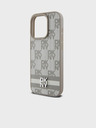 DKNY PU Leather Checkered Pattern and Stripe Zadní Kryt pro iPhone 15 Pro Max Beige DKNY