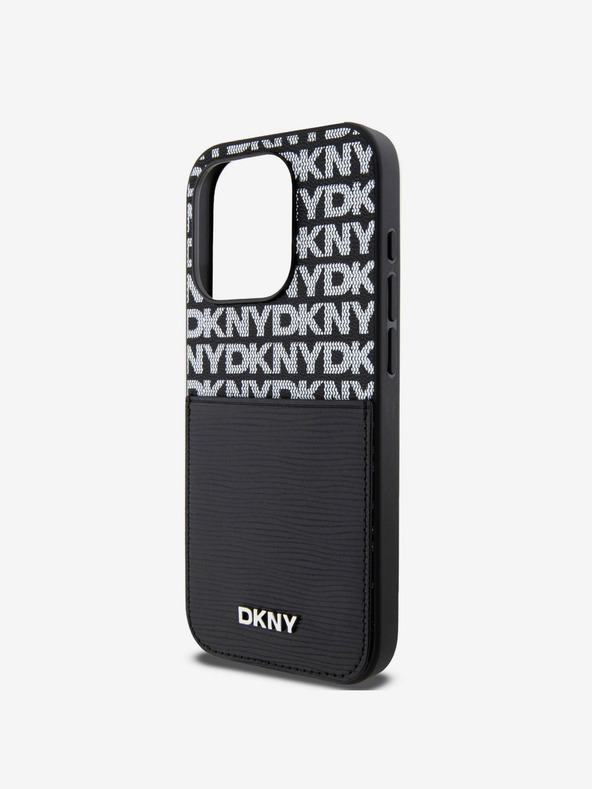 DKNY PU Leather Repeat Pattern Card Pocket Zadní Kryt pro iPhone 15 Pro Max Black DKNY