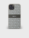 DKNY PU Leather Repeat Pattern Tonal Stripe Zadní Kryt pro iPhone 14 Beige DKNY