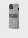 DKNY PU Leather Repeat Pattern Tonal Stripe Zadní Kryt pro iPhone 14 Beige DKNY
