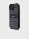 DKNY PU Leather Repeat Pattern Tonal Stripe Zadní Kryt pro iPhone 15 Black DKNY