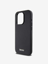 DKNY PU Leather Silver Metal Logo Magsafe Zadní Kryt pro iPhone 15 Pro Max Black DKNY