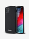 DKNY PU Leather Silver Metal Logo Magsafe Zadní Kryt pro iPhone 12/12 Pro Black DKNY