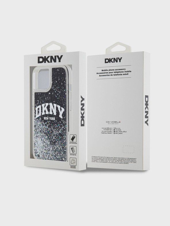 DKNY Liquid Glitter Arch Logo Zadní Kryt pro iPhone 11 Black DKNY