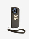 DKNY PU Leather Stack Logo Wrist Strap Zadní Kryt pro iPhone 14 Pro Brown DKNY