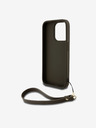 DKNY PU Leather Stack Logo Wrist Strap Zadní Kryt pro iPhone 14 Pro Brown DKNY