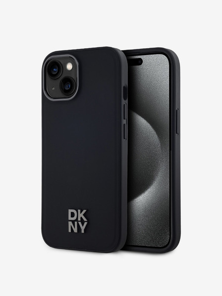 DKNY PU Leather Stack Logo Magsafe Zadní Kryt pro iPhone 15 Black DKNY
