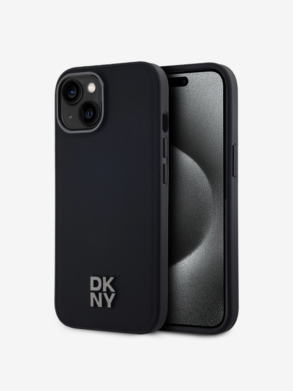 DKNY PU Leather Stack Logo Magsafe Zadní Kryt pro iPhone 15 Black DKNY